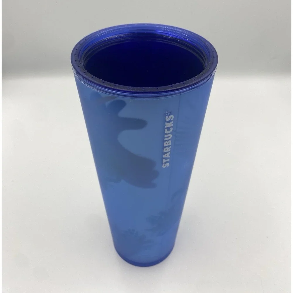 Starbucks View Through the Garden Blue Soft Touch Venti Tumbler, 24oz Very Nice!